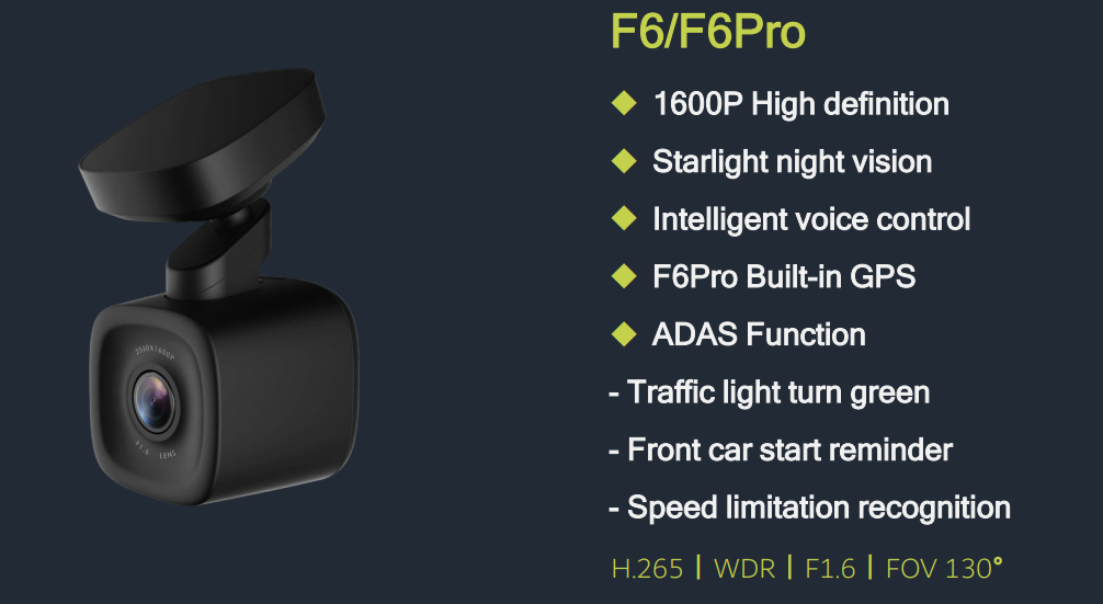 HikVision F6S Dashcam 1600P with 2" Touch Screen - AE-DC5113-F6S