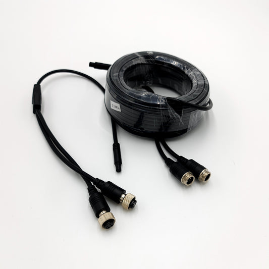 4 Pin Twin Aviation Cable with 8mm Splitter 15 Metres mCCTV 12v mDVR